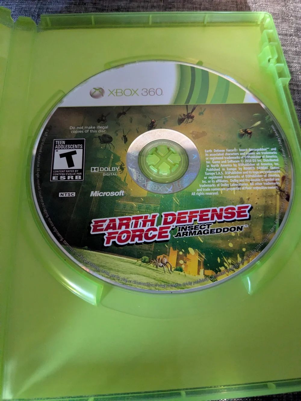 XBOX 360 game featuring Earth Defense Force: Insect Armageddon.